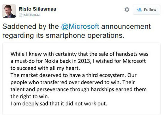 诺基亚对微软大裁员深表遗憾