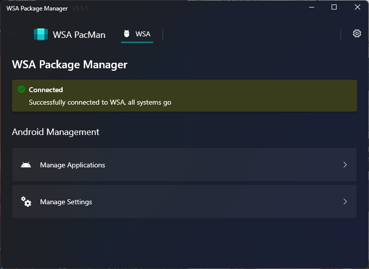 WSA Package Manager